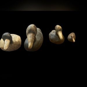 Antique Hand Carved Driftwood Ducks (4)